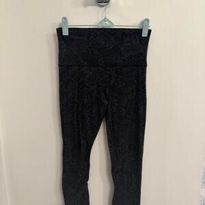 Lululemon Black leggings with grey floral